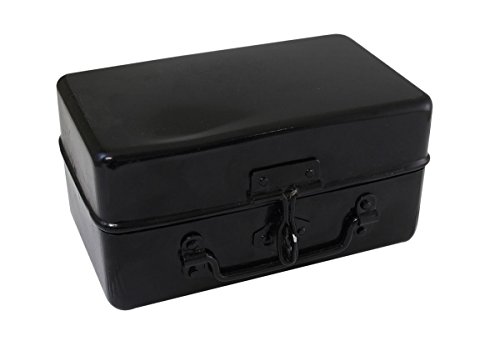 Image of Bin Buddy Black Steel Metal Lock Box For Padlock | Size 8 inch x 4.5 inch x 4 inch Design | Great For Securely Storing Cash, Passport, Jewelry, and All Other Valuables