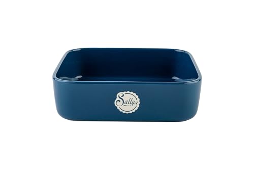 Sallys Stoneware Ofenform eckig 23,5 x 23,5 x 7 cm - Auflaufform aus natürlichen Materialien, kratz- und schnittfest (Night Blue)