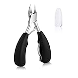 OMBRISA Nagelzange, Profi Nagelschere Nagelknipser für Fingernägel, Nagelzangen Edelstahl mit Rutschfestem Griff für Dicken und Eingewachsenen Fußnägel, Scharfe gebogene Klinge