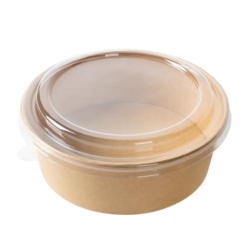50 Piezas Cuencos Desechables, 500ml Tazones de Papel Kraft Alimentario para Ensaladas, Ø150mm x 47mm, Impermeable y Resistente a la Grasa, Ideales para Comidas, Cumpleaños, Picnics y Catering
