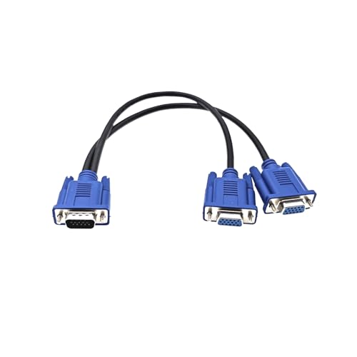 JZK 30cm VGA en Y répartiteur câble, cordon VGA en Y 1 mâle vers 2 femelles pour ordinateur portable, PC, projecteur, moniteur, ordinateur portable, boîtier TV, HDTV