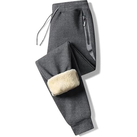 Tansozer Mens Sweatpants Sherpa Fleece Lined Pants Winter Thermal Warm Thick Athletic Joggers Workout Running Track Sports Jogger Pants with Zipper Pockets Grey XL Cover