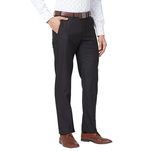 Image of Park Avenue Men's Regular Fit Polyviscose Blend Structure Pattern Flat Front Formal Trouser