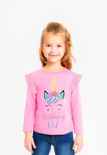 Birthday Shirts Toddler Girls Unicorn T-Shirt Long Sleeves Kids 2nd 3rd 4th 5th 6th 7th Birthday White, Pink Tees2
