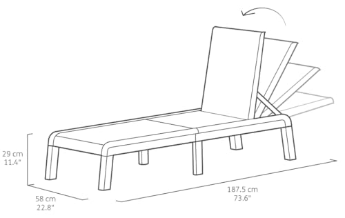 Keter Palma Sonnenliege für den Garten mit 4-Fach Verstellbarer Rücklehne, klappbare Gartenliege, grau, 187 x 58 x 29 cm, pflegeleicht, wetterfest und uv-beständig