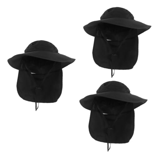 Chapeau de soleil extérieur Mipcase avec masque et capuchon noir 3 pièces