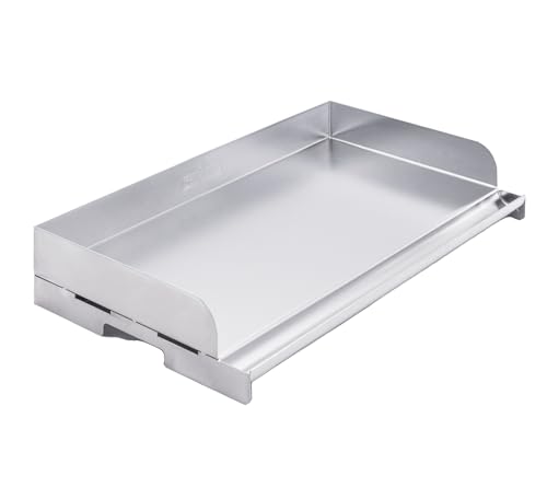 Grillfürst Universal Edelstahl Plancha - Teppanyaki Pfanne aus Edelstahl, Grillplatte mit 5 cm Anschlag-Kante für Fisch, Gemüse und Fleisch, 50 x 28 cm