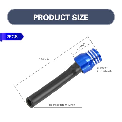Teybouk 2 PCS Gas Cap Vent Tube, CNC Alloy Fuel Cap Air Vent Hose, Tank Venting Valve Tube with Steel Balls, Universal Ventilation Hose for ATVs, Motorcycles, Off-road Vehicles (Blue)