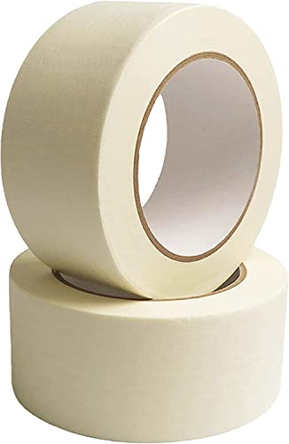 Masking Tape - 20 Meter Length 48 MM / 2" Inch - 2 Rolls Per Pack - Easy Tear Tape Best for Carpenter Labelling Painting and leaves no residue after a peel.