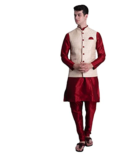 Image of Uri and MacKenzie Men's Silk Blend Kurta Pajama with Designer Ethnic Nehru Jacket /Modi Jacket
