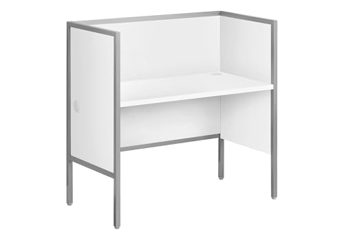 Monarch Specialties I 7729 Office Cubicle, 48' L, Desk, Work, Commercial Grade, White Laminate, Silver Metal