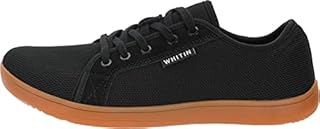 WHITIN Men's Extra Wide Width Fashion Barefoot Sneakers Zero Drop Sole W81 Size 11W Minimus Weightlifting Minimalist Tennis Shoes Walking Black Gum 44
