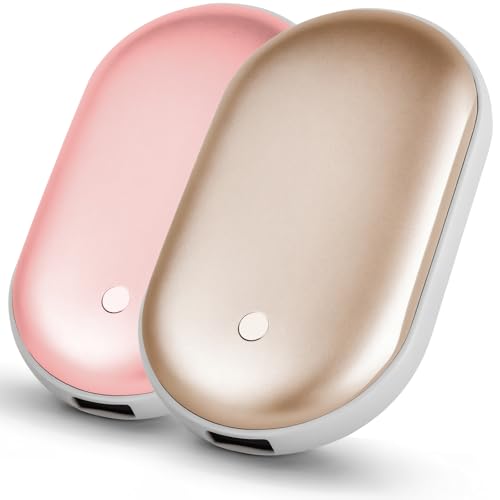 2pcs Hand Warmers Rechargeable, Mini power bank 4000mAh*2Packs, Pink and Gold 3 Levels Heat Electric Handwarmers Ultralight Portable for Outdoor/Camping/Work