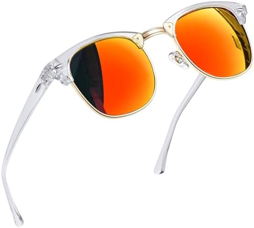 Joopin Semi-Rimless Polarised Sunglasses Man - UV400 Protection Retro Half Frame Sunglasses Unisex Polarized Mens Womens Sunglasses
