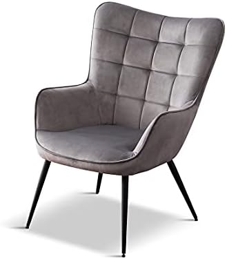 VERA FABRIC OCCASIONAL LIVING ROOM BEDROOM MODERN METAL LEGS ACCENT CHAIR ARMCHAIR w FOOTSTOOL BLUE