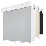 ChrisDowa Cordless Blackout Roller Shades for Windows, Thermal Insulated UV Protection Pull Down Shades, Total Blackout Window Blinds for Home, Office, Bedroom, Door (22' W x 72' H, Grey)