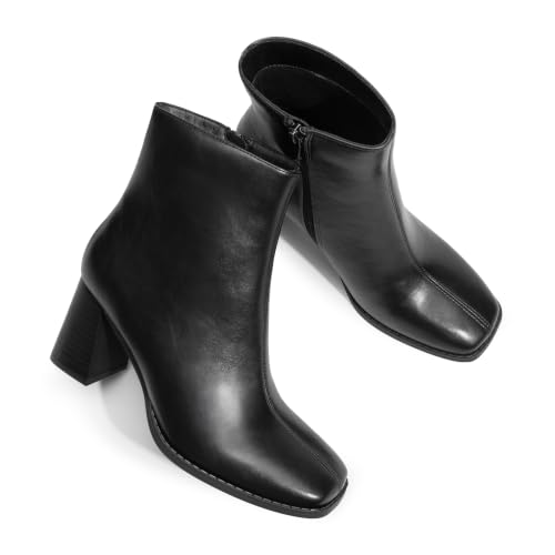 Athlefit Women's Square Toe High Chunky Heeled Ankle Boots Black 9.5 by Athlefit - Used condition - Image 7