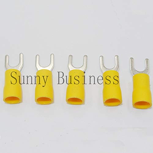 Davitu SV5.5-4 Yellow Furcate terminals Cable Wire Connector 1000PCS 16~14AWG #8 Yellow Furcate Fork Spade Crimp Terminals