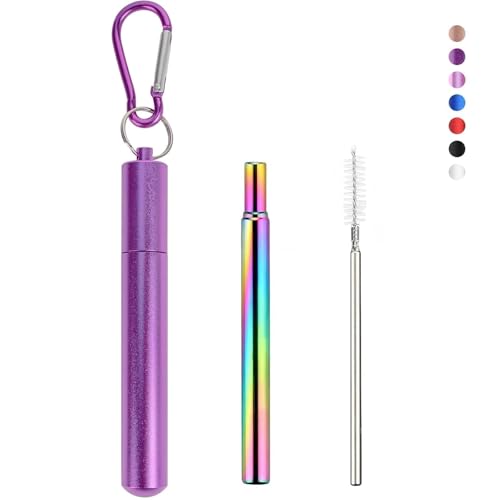 Foweroty 1 Pack Metal Straws, Reusable Straws with 1 Aluminum