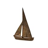 HomeRoots 12' Rust Brown and Gold Distressed Aluminum Sailboat Tabletop Sculpture