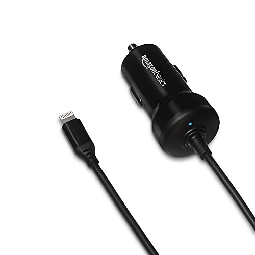 Amazonbasics Coiled Cable Lightning Car Charger - 5V 12W - 1.5 Foot, Black, 5-Pack #TOP2