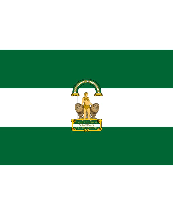 Bandera Andalucía para Exterior con escudo (250x150 cm)