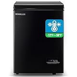 DEMULLER Deep Freezer Top Open Door Chest Freezer Mini Freezers with 2 Removable Basket Electronic Display Screen Black