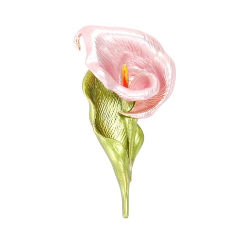 Image of Calla Lily Brooch for Women Enamel Calla Lily Lapel Pins Jewelry Gifts for Mom Wife Elegant Dress Accessories