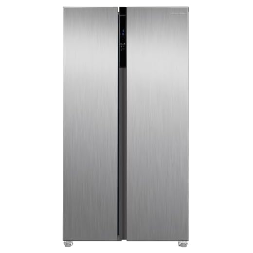 Russell Hobbs Freestanding American Fridge Freezer 442 Litre 70/30 Stainless Steel Super Freeze Function 177cm Tall & 90cm Wide with 5 Glass Shelves, 2 Year Guarantee, RH90AFF201SS