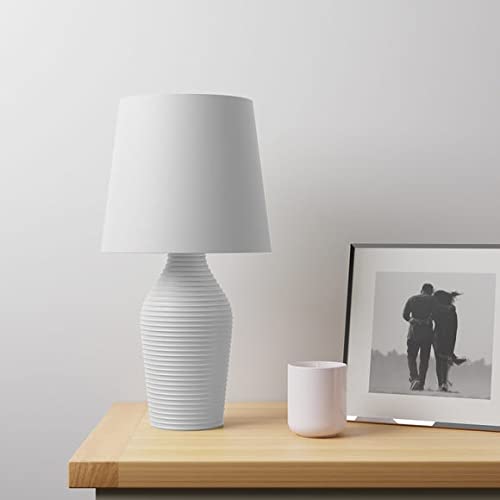 Tok Mark Traders Luna Stoneware Dove Grey Table Lamp Contemporary Bedside Lamp Desk Lamp Home Decoration Office Lamp Shade