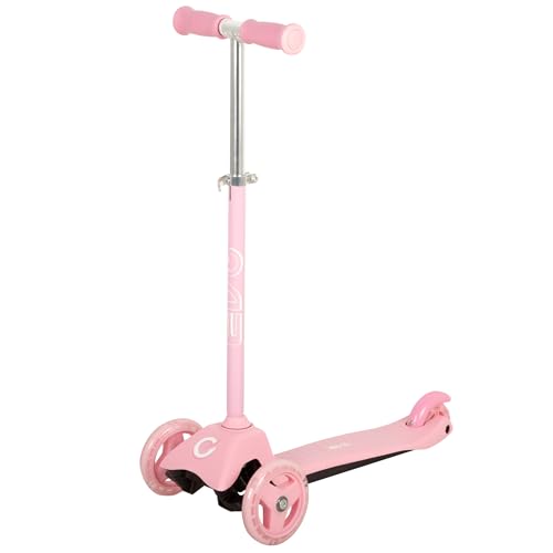 ColorBaby EVO Patinete 3 Ruedas, Color Rosa, Manillar Ajustable 3 Alturas, Base Antideslizante, Freno Trasero, Mide 59x25x62/72, Peso máx. 35 kg, Juguetes niños 2 años, Patinetes Infantiles (54333)