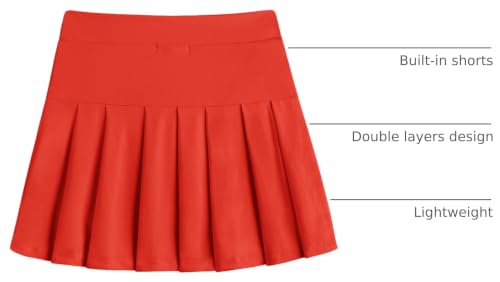 Image of Arshiner Girls Tennis Skirt with Shorts Pockets Athletic Pleated Golf Skort | Girls School Uniform Skirt, Sport, Performance, Running, Workout, Cheer, High Waisted, 4-13 Years