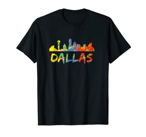 Dallas Texas Skyline TX colorato arcobaleno City Pride Dallas Maglietta