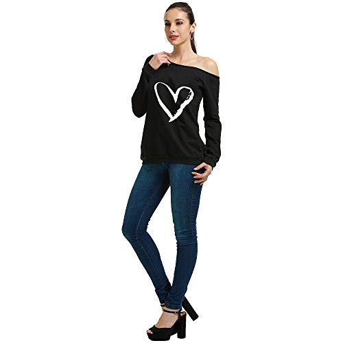 Image of MAGICMK Woman's Sweatershirt Lips Print Causal Blouse Off The Shoulder Long Sleeve Loose Slouchy Pullover Plus Size Tops