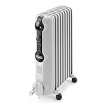 De'Longhi TRRS0920 Radiatore Ad Olio Elettrico, 9 Elementi, Risparmio Energetico, Calore A Lungo, Manopole Intuitive, Per Ambienti Fino A 55m³, Silenzioso, 3 Livelli Di Potenza, 2000watt, Grigio