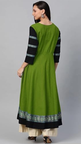 Image of Cotton Silk Anarkali Printed Border Long Umbrella Gown Kurta for Women