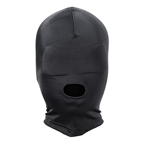 LUOEM Elastic Black Unisex Breathable Blindfold Open Mouth Face Cover Mask Cosplay Costume Hood Unisex Headgear Size M