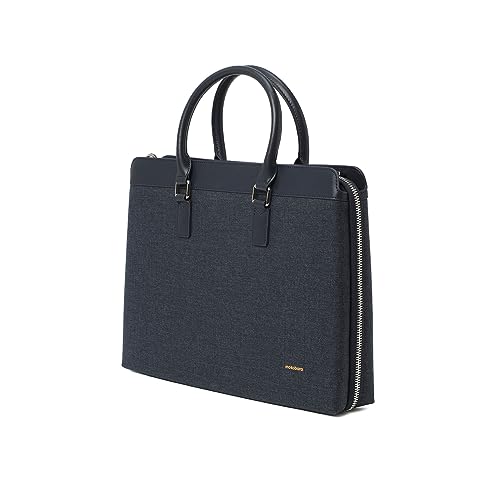 MOKOBARA Briefcase Pro | Laptop Briefcase | Fits 16 Inch Laptop, 9L Capacity | Water-Resistant Nylon & Vegan Leather, 1.4 kg | Ideal for Work & Business Travel (Tailored Blue)
