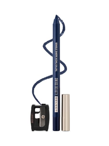 Image of Swiss Beauty Select Single Swipe Kohl Kajal | New & Improved Formula | Comes With A Sharpener | Waterproof & Transfer-Proof | 12H Stay| 02 Topaz Blue