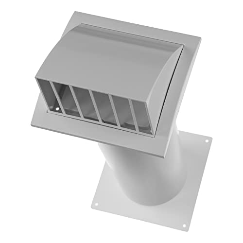 4 Inch Through-Wall Ventilation kit - Adjustable - Louvered Dryer Vent Hood with Pipe and Duct Connector - White - Plastic - with Built in Gravity Damper