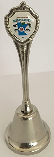 Souvenir State Bells - Minnesota Souvenir Bells - Metal Zinc Alloy - Silver Color - 3.5