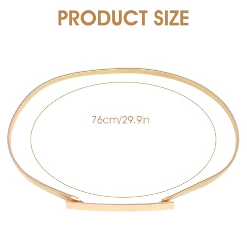 Skinny Metal Cinch Belt for Women, Gold Stretch Thin Waist Belt Adjustable Elastic Belt for Dress4