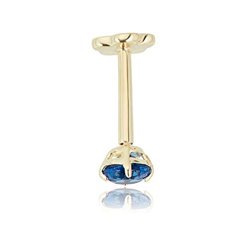 Image of AVORA 14K Yellow /White Gold 3mm Round Simulated Diamond (0.1 carat) Cartilage Piercing Flat Back Earring Body Jewelry (18 Gauge) - Emerald, Ruby, Amethyst, Sapphire, Sim. Diamond