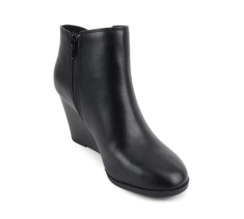 Image of Soda Ability - Mid Ankle Bootie w /Split Shaft and Zipper Stacked Wedge Heel