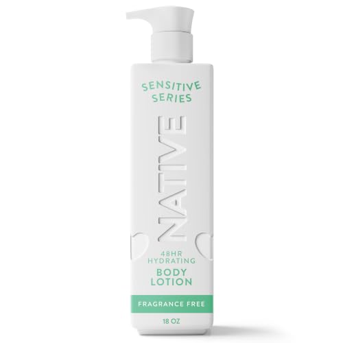 Native Sensitive Body Lotion, 48H Hydration for Soft Skin, Hypoallergenic Fragrance, Free from 81 Known Allergens, Naturally Derived Ceramides, Fragrance Free, 18 Fl Oz