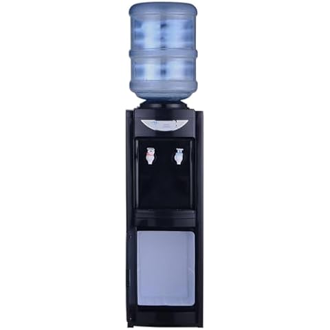 LWWJJ Water Cooler Dispenser, 3 or 5 Gallon Top Loading Hot/Cold Water Cooler Dispenser with Child Safety Lock & Storage Cabinet for Kitchens, Indoor Home Office Use, Black Cover