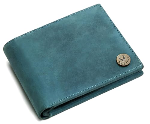 Image of WildHorn Men Leather Hamper for Brother - Classic Combo /Gift Set of Wallet, Keyring and Rakhi for Brother /Bhaiya., Blue