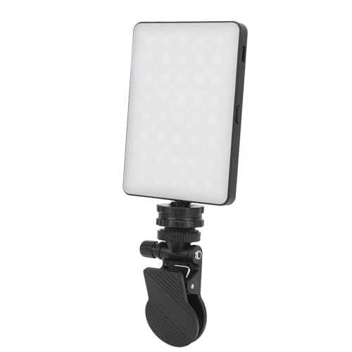 XHTLLO Selfie Light, Portable Rechargeable Clip On Cell Phone Fill Light with RGB Color Adjustment and High Definition Display Screen, LED Phone Light for Phone, Selfie, Video Conference