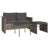 vidaXL 3-delige Loungeset met kussens poly rattan grijs, tuinset, lounge set terras, rieten loungeset, tuin set, loungeset tuin, poly rattan loungeset