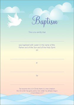Kevin Mayhew Baptism Certificate - Dove Over Waves